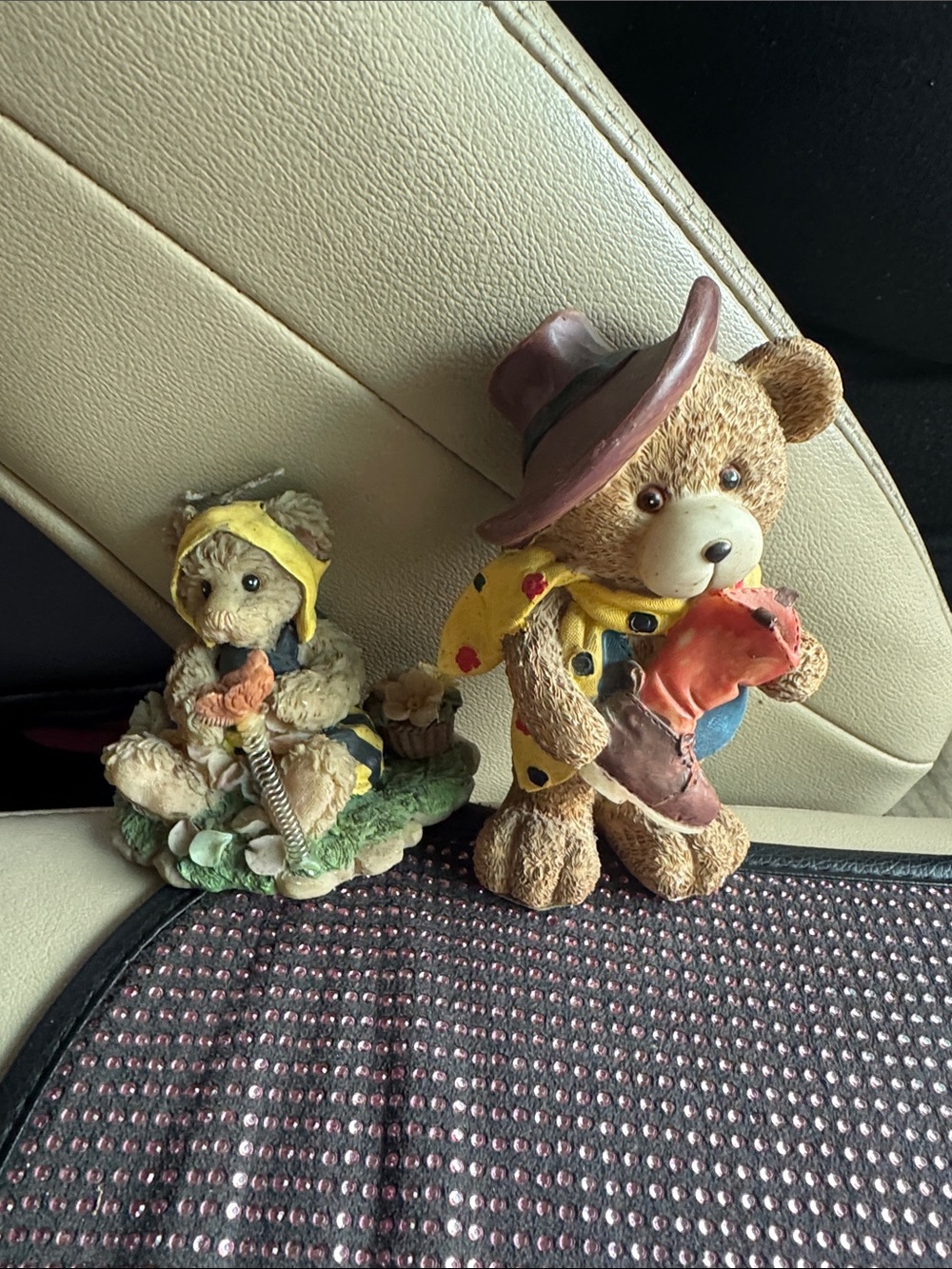 Vintage Style Brown Bear Figurine with Yellow Accents - Home Accents